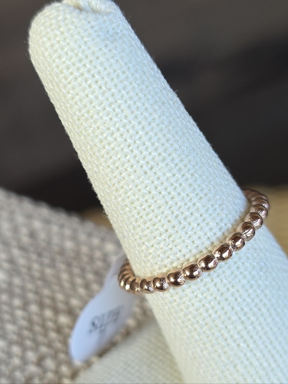 NWT 18K PVD Rose Gold Beaded Band Stackable Ring - Size 7